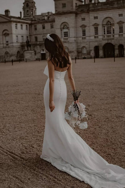 Simple Mermaid Sweetheart Satin Wedding Dresses