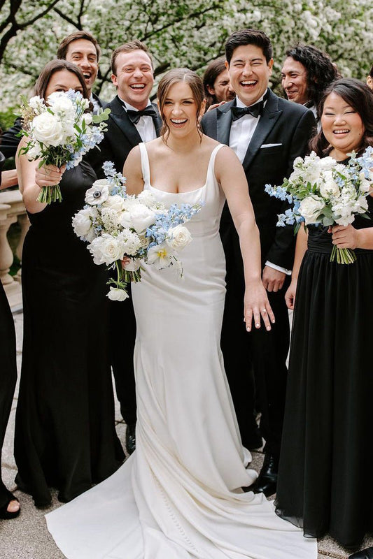 Mermaid Square Neck Satin Wedding Dresses