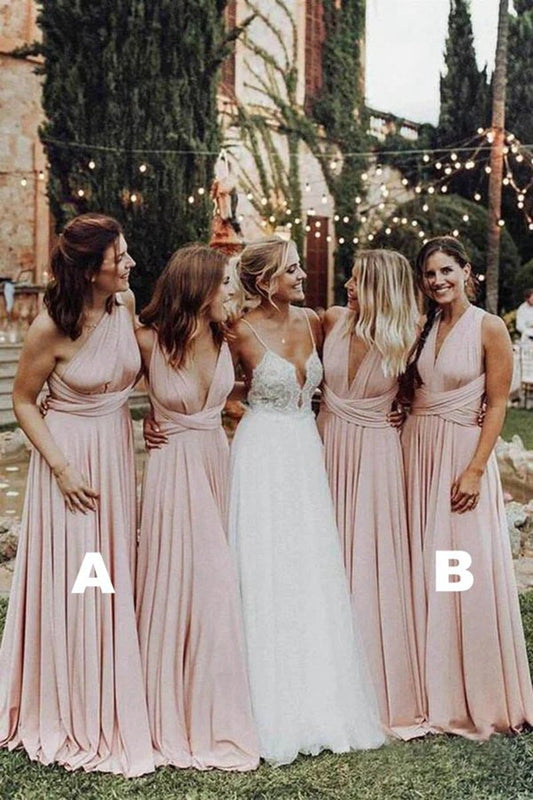 Elegant Chiffon Floor Length Long Bridesmaid Dresses