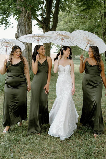 Silk Satin Cowl Neck Bridesmaid Dresses