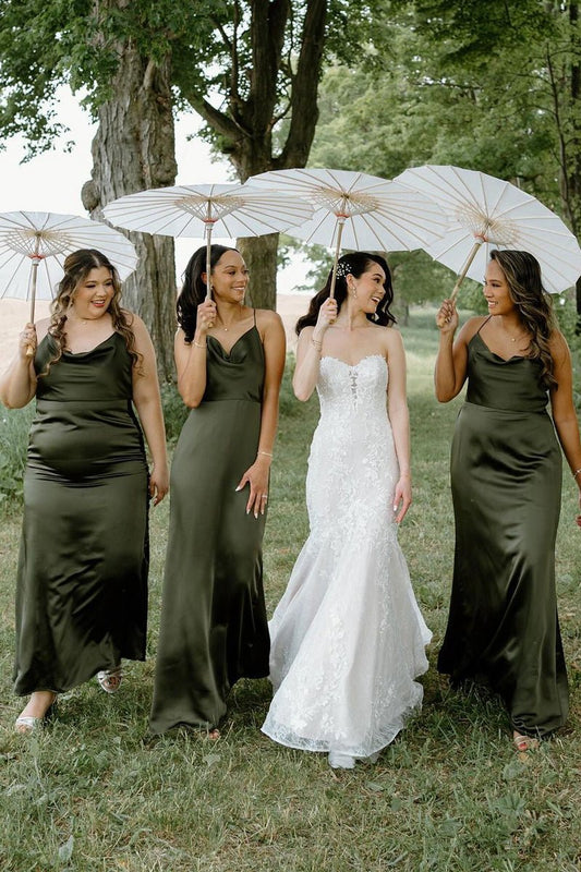 Silk Satin Cowl Neck Bridesmaid Dresses