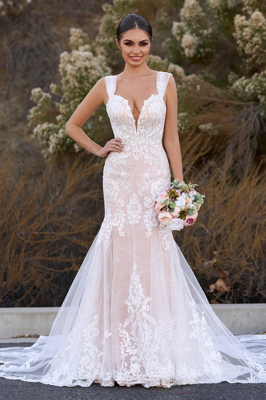 Mermaid Off the Shoulder Lace Wedding Dresses with Train
