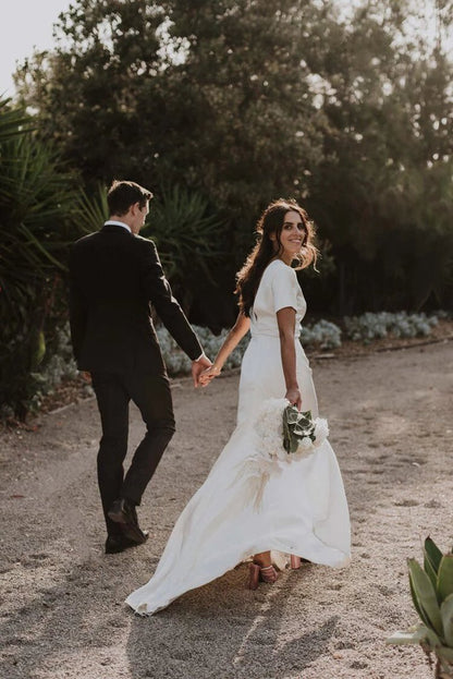 Sheath Engaged Noivas Wedding Dresses with Slit