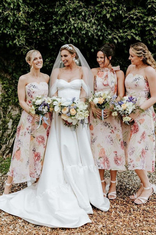 A-line Satin Off the Shoulder Wedding Dresses