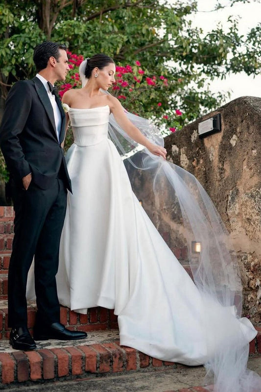 Strapless Satin A-line Wedding Dresses
