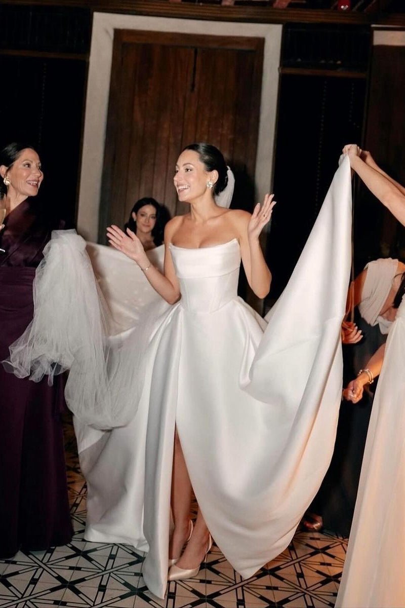 Strapless Satin A-line Wedding Dresses