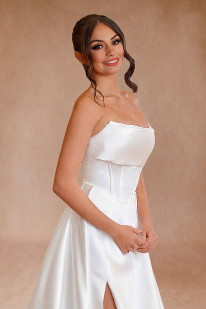 Strapless Satin A-line Wedding Dresses