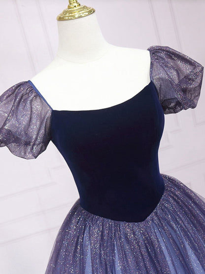 Quinceanera Dresses Tulle Long Prom Dresses Shiny Tulle Formal Gown Sweet Dresses