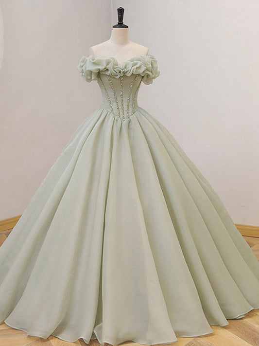 Quinceanera Dresses Long Prom Dresses Tulle Formal Sweet Dresses with Beading