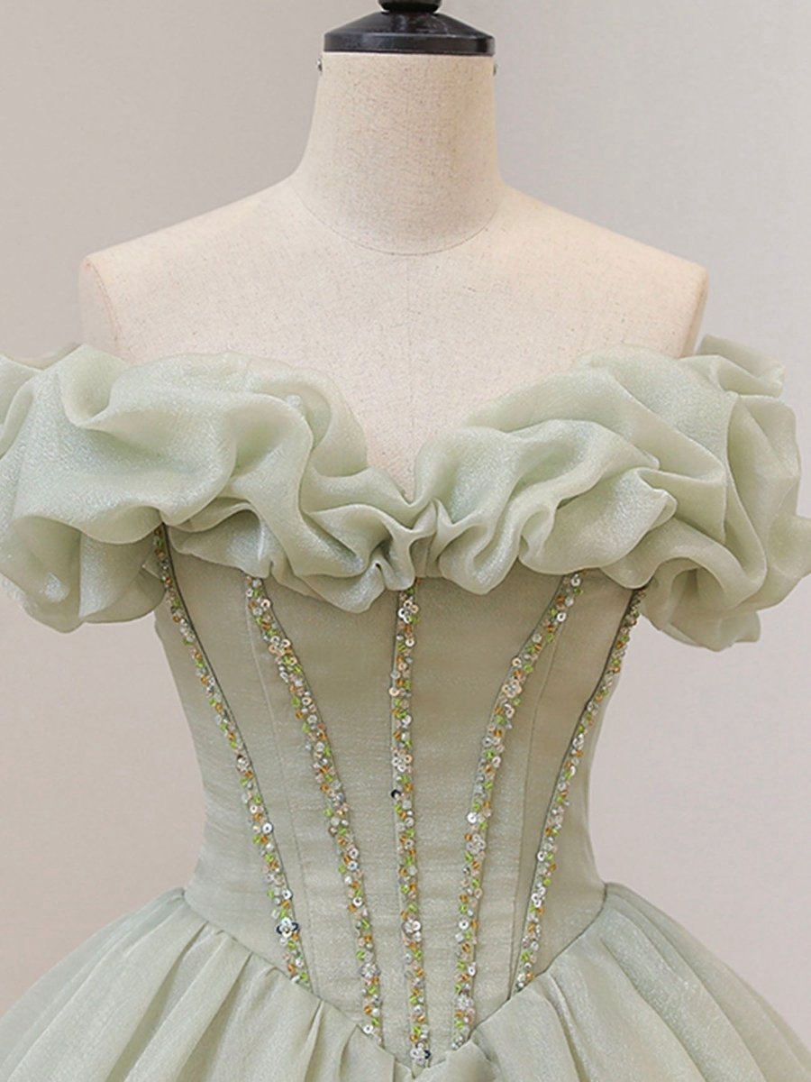 Quinceanera Dresses Long Prom Dresses Tulle Formal Sweet Dresses with Beading