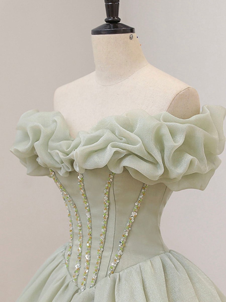 Quinceanera Dresses Long Prom Dresses Tulle Formal Sweet Dresses with Beading