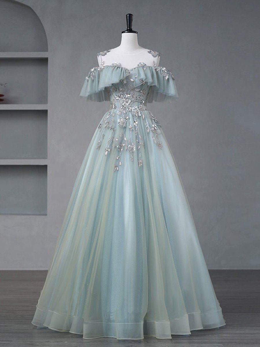 A-line Tulle sequin Lace Long Lace Sweet Quinceanera Dresses