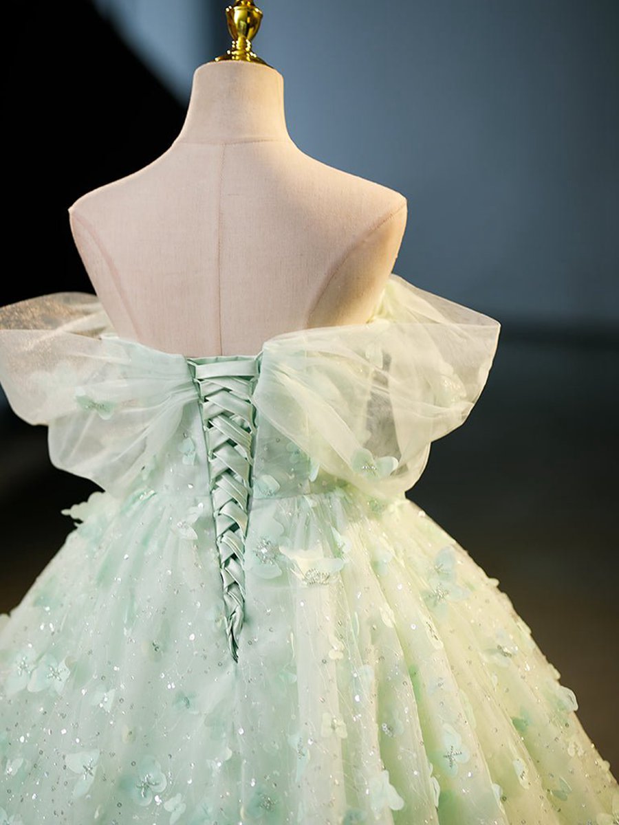 Quinceanera Dresses Tulle A-line Lace Long Prom Dresses Lace Long Sweet Dresses