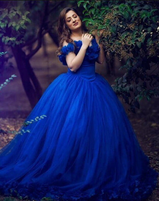Quinceanera Dresses Princess Tulle Wedding Dresses Flowers Off the Shoulder