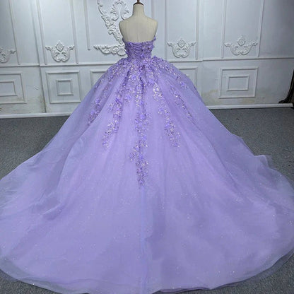 Quinceanera Dresses Elegant Party Princess Dresses Pearls Strapless Evening Gown Appliques Ball Gown