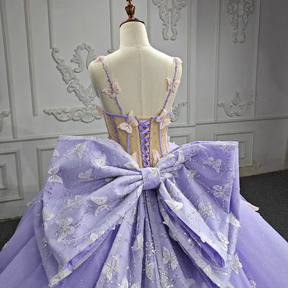 Quinceanera Dresses Exquisite Spaghetti Straps Quinceanera Dresses Sleeveless Ball Gown with Butterfly Appliques and Bowknot