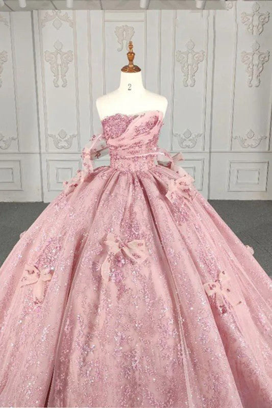 Romantic beading Quinceanera Dresses Sequined Sleeveless with Bowknot