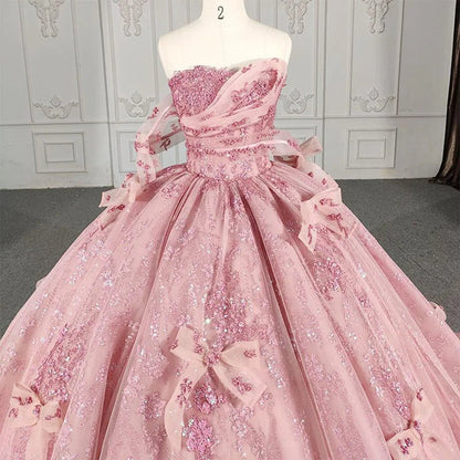 Romantic beading Quinceanera Dresses Sequined Sleeveless with Bowknot