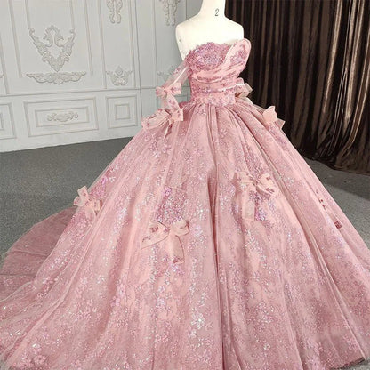 Romantic beading Quinceanera Dresses Sequined Sleeveless with Bowknot