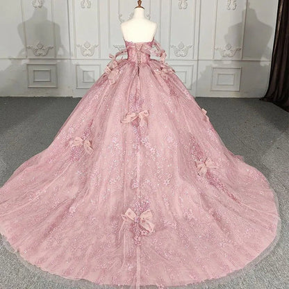 Romantic beading Quinceanera Dresses Sequined Sleeveless with Bowknot