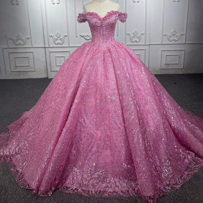 Exquisite Tulle V-neck Off the Shoulder Appliqued Quinceanera Dresses