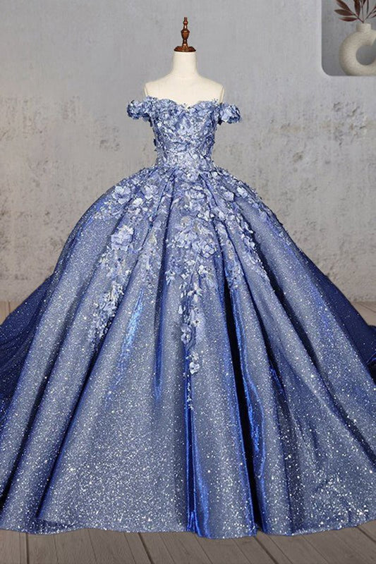 Sweetheart A-line Off-the-shoulder Quinceanera Dresses with 3D Flower and Pearls