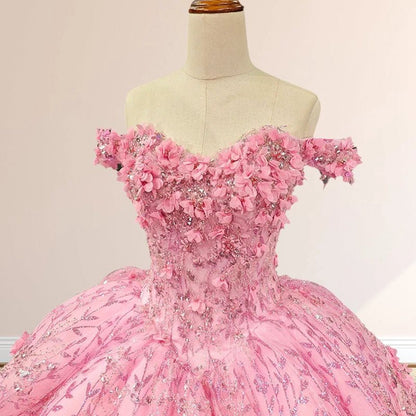 Luxury A-line Appliques Off the Shoulder Sweet Quinceanera Dresses with Beading