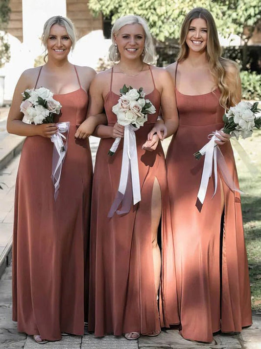 Simple Criss-Cross Straps Back Dusty Rose Bridesmaid Dresses