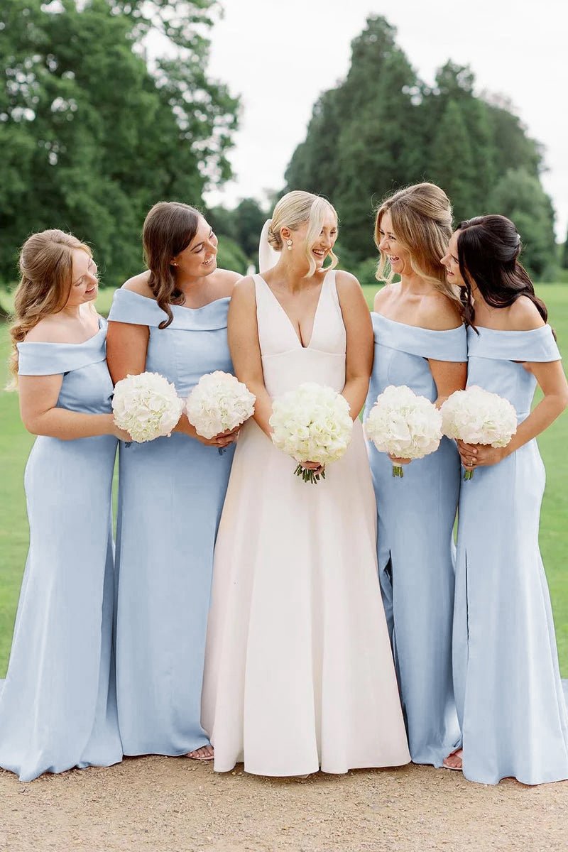 Simple Mermaid Off the Shoulder Long Bridesmaid Dresses