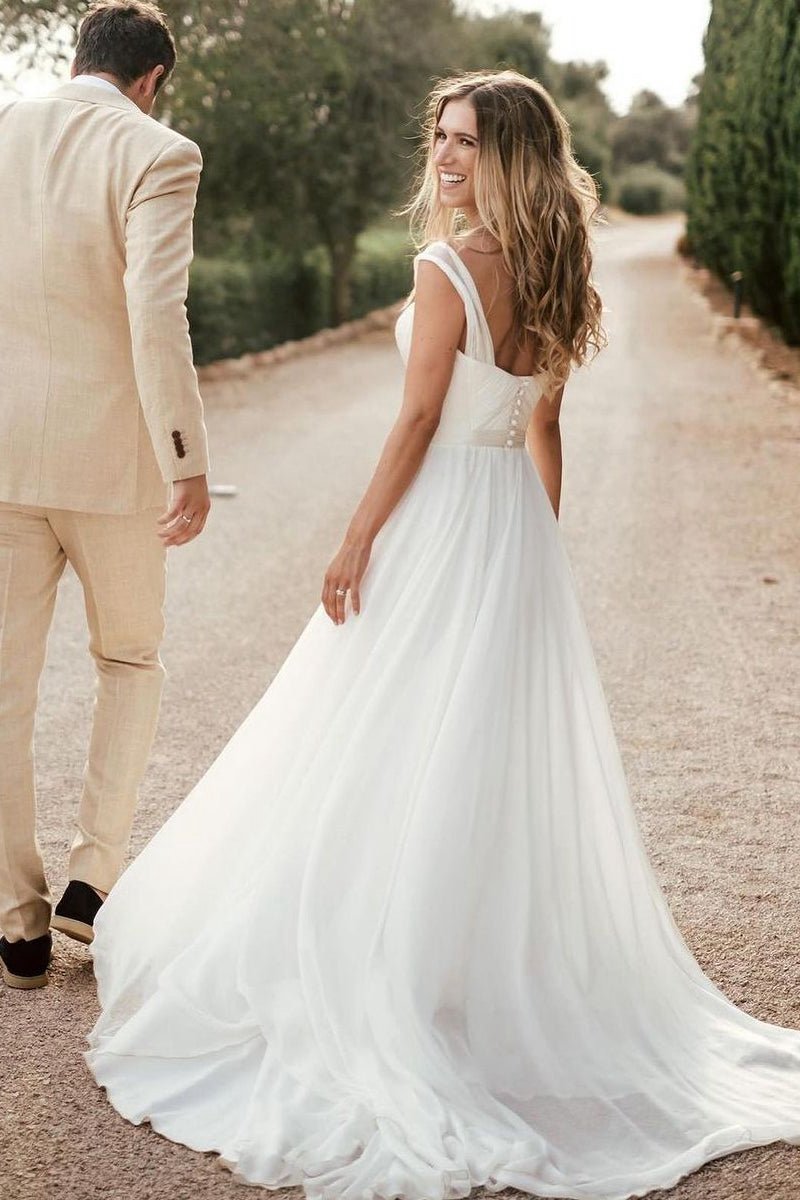 Stunning A-line Sweetheart Chiffon Beach Wedding Dresses