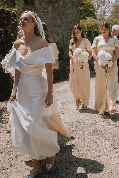 Gorgeous Mermaid Off the Shoulder Satin Wedding Dresses