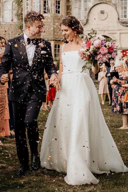 Chaming A-line Square Neck Wedding Dresses