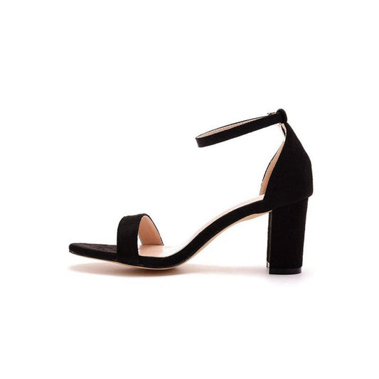 Brief Open Toe ONE-STRAP Buckle Chunky Heel Sandals