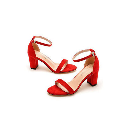 Brief Open Toe ONE-STRAP Buckle Chunky Heel Sandals