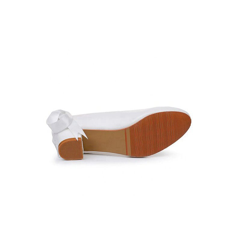 Round Toe Low Chunky Heels Beaded Wedding Shoes