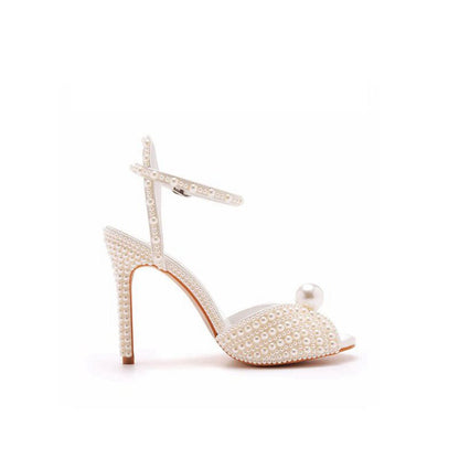 Elegant Pearl Peep Toe Stiletto Ultra High Heels