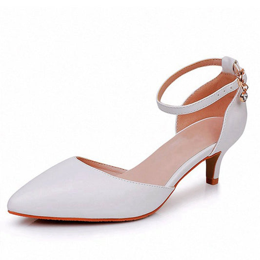 Mid Heel Matte Pointed Toe PU Wedding Shoes