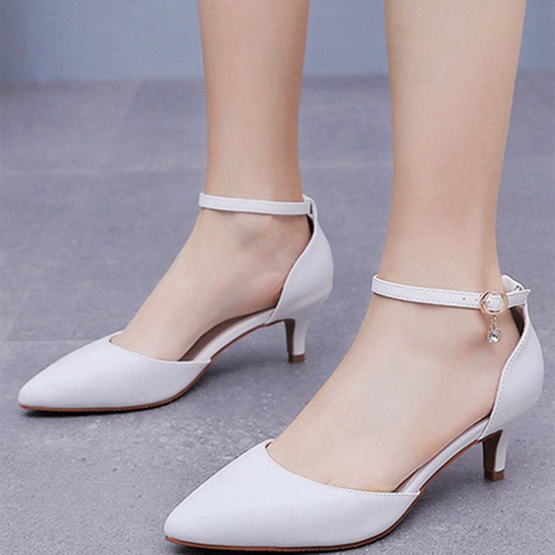 Mid Heel Matte Pointed Toe PU Wedding Shoes