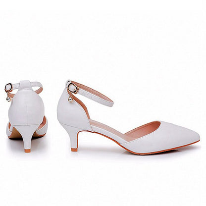 Mid Heel Matte Pointed Toe PU Wedding Shoes