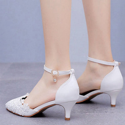 Lace Embellished Stiletto Pointed Toe Sandals