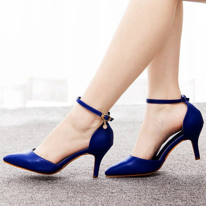 Women's Wedding Shoes Pointed Toe Ankle Strap Stiletto Heels