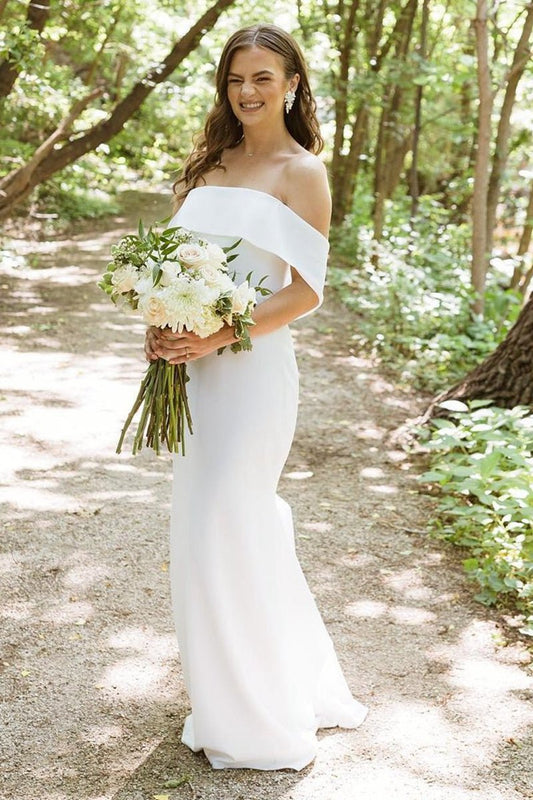 Mermaid Off-the-Shoulder Chiffon Long Wedding Dresses