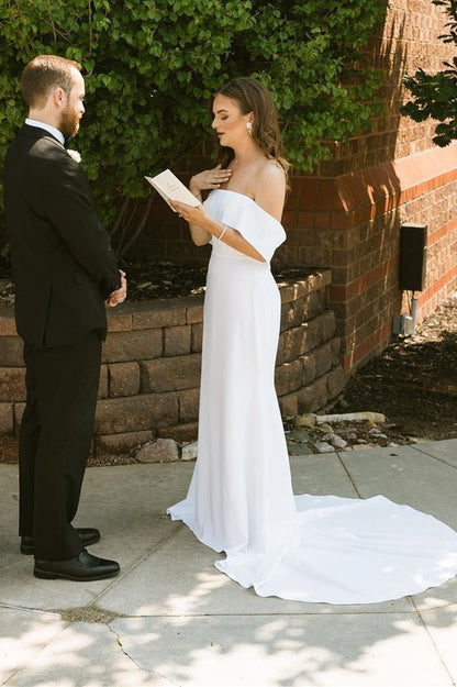 Mermaid Off-the-Shoulder Chiffon Long Wedding Dresses