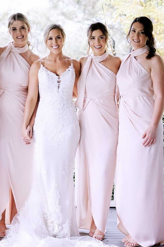 Halter Backless Long Bridesmaid Dresses