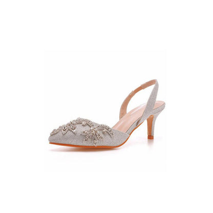 Pointed Toe rhinestone Glitter Slingback Pumps