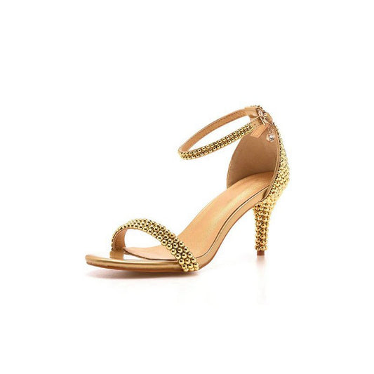Open Toe Pearl Ankle Strap Wedding High Heels
