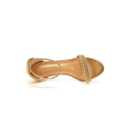 Open Toe Pearl Ankle Strap Wedding High Heels