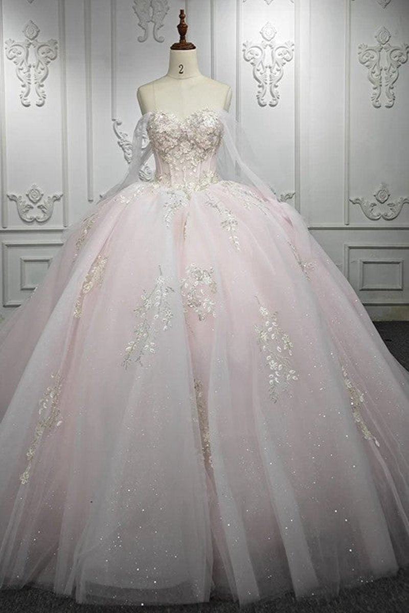 Ball Gown Lace Strapless Sleeveless Quinceanera Dresses
