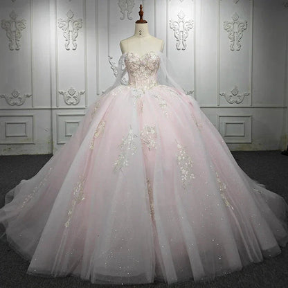 Ball Gown Lace Strapless Sleeveless Quinceanera Dresses
