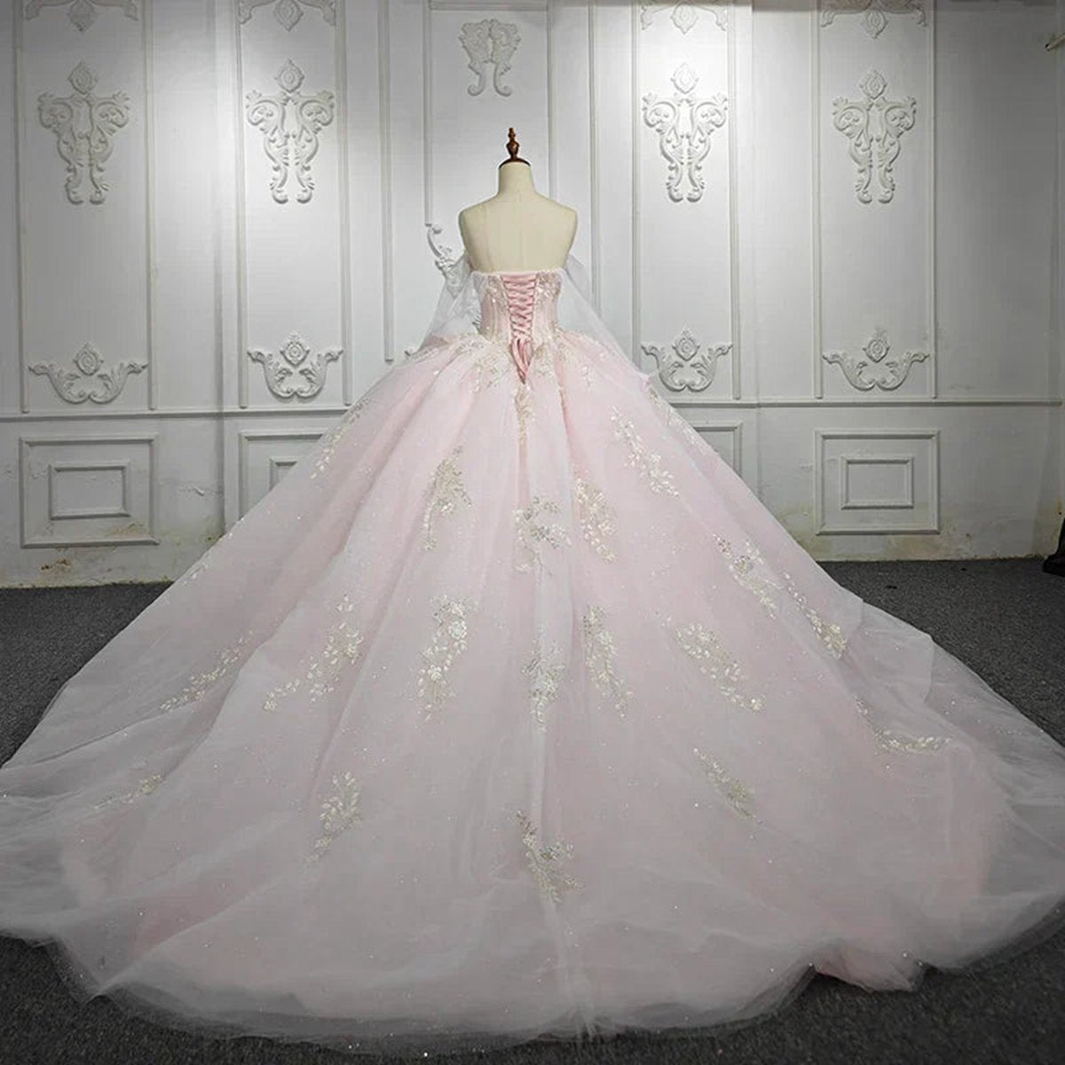 Ball Gown Lace Strapless Sleeveless Quinceanera Dresses